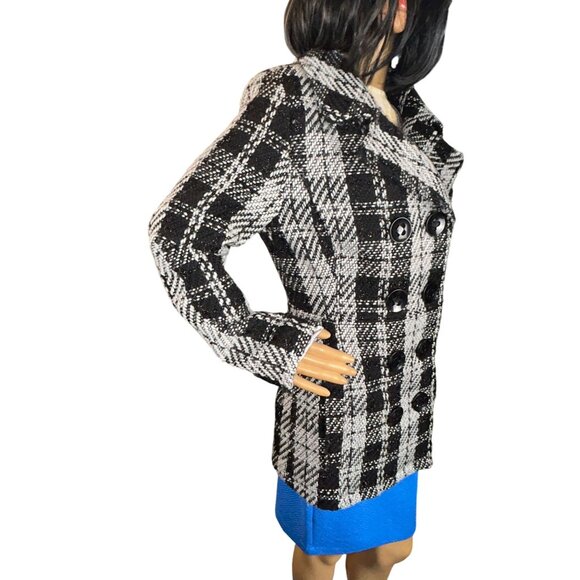 Rue 21 Womens Houndstooth Peacoat Medium Wool Blend Academia - Picture 3 of 15